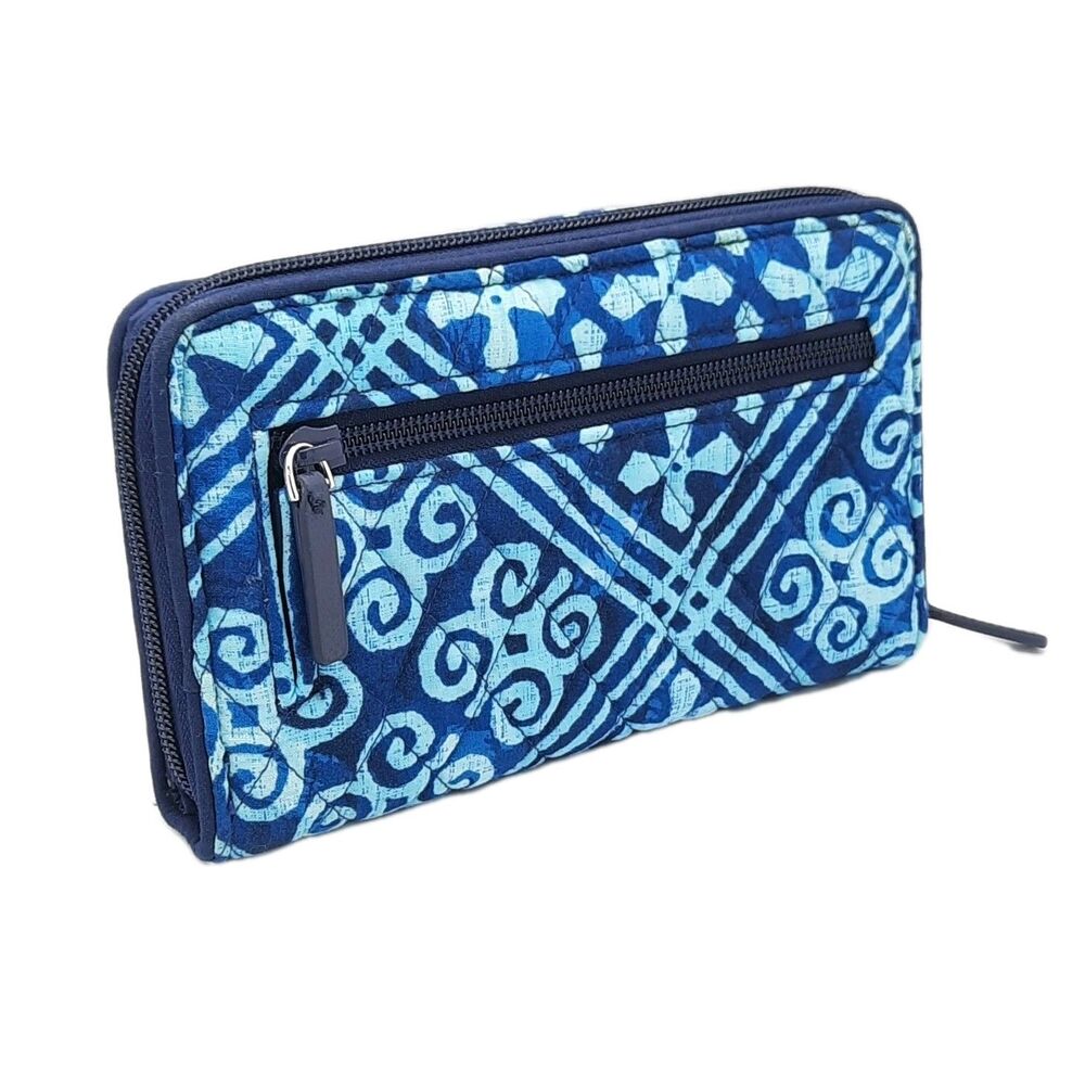 VERA BRADLEY RFID Turnlock Wallet Clutch Blue CUBAN TILES #21951-G03 Retired - Picture 5 of 10